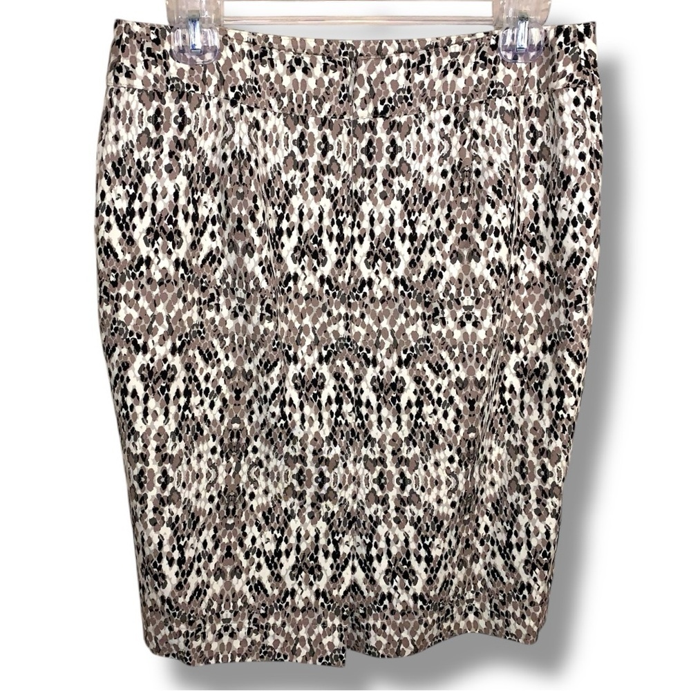 Size 6 Merona Snake Print Pencil Skirt White Beige Lined Zip Closure